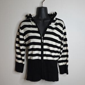 Alyx Black & White Striped  Zip UpHoodie Sweater Cardigan Size M